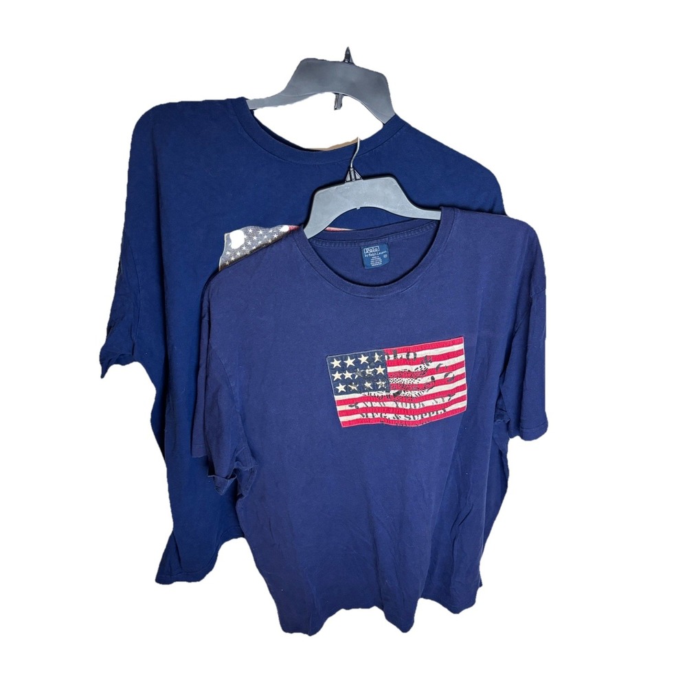 Vintage Men's Ralph Lauren Shirt Lot Of 2 Men's American Flag‎ Shirt XXL Blue